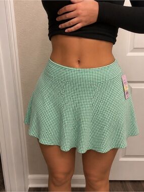 Wild fable Green Gingham Flared Tennis Skort
